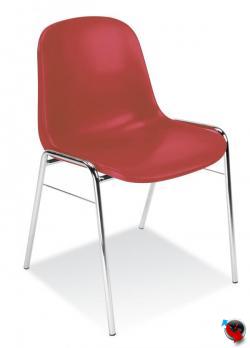 Artikel Nr. 230201 - Kunststoff Stapelstuhl stabil - Sitz-und Rückenlehne rot - Gestell chrom -Design Kunststoff Stapelstuhl - sofort lieferbar-GS Zertifiziert vom TÜV Rheinland- Preishit !